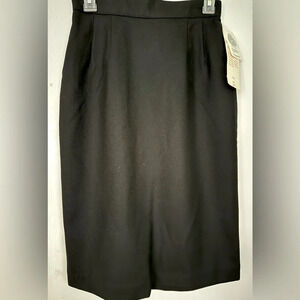 NWT Block Island Petites 7/8 Black 100% pure wool lined pencil skirt
